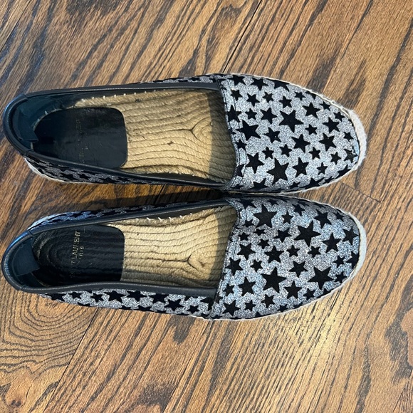 Saint Laurent espadrilles with silver glitter and black stars, 38.5 US 8.5 - Picture 3 of 14
